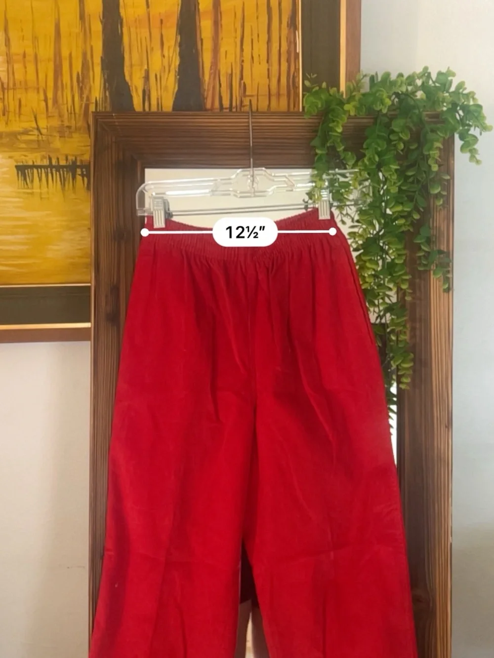 Vintage Japanese Red corduroy Elastic-Waist Pants
